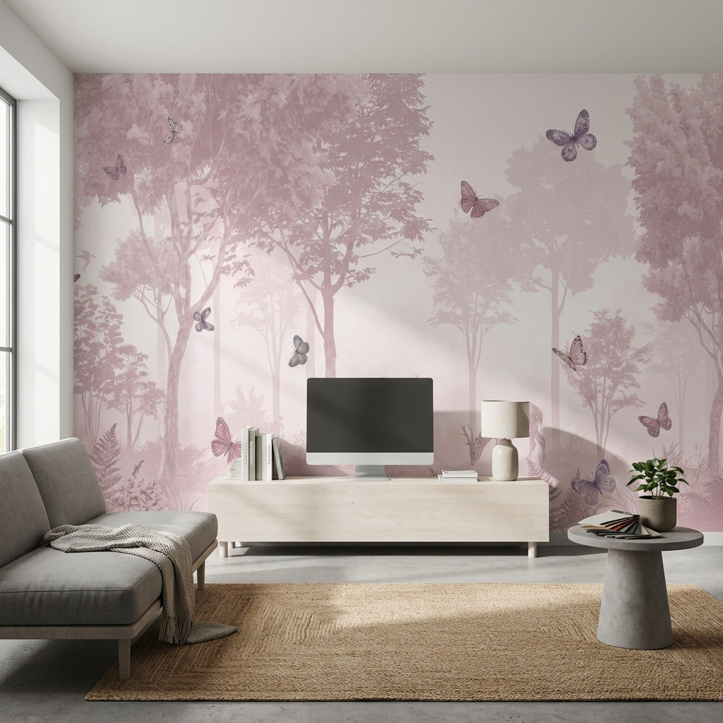 Lark Manor™ Forest Wallpaper Butterflies Deer Wall Mural | Wayfair