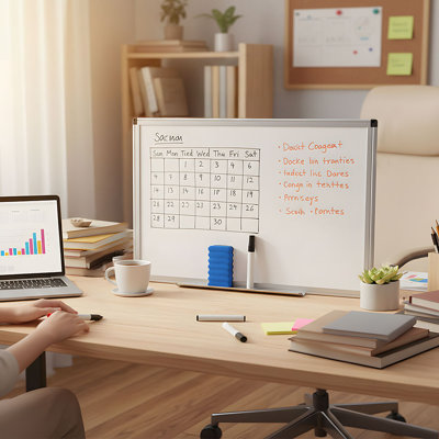 Wall Mounted Magnetic Dry Erase Whiteboard with Pen Tray