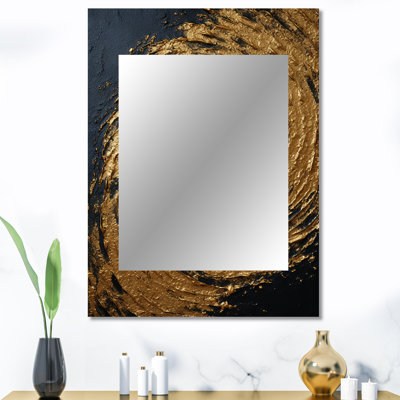 Or et noir abstrait spirale smph - miroir abstrait en spirale, miroir mural doré unique, impression d'art en métal