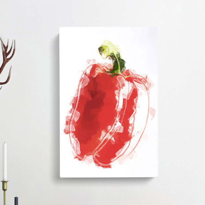 Lone Red Bell Pepper In Abstract - Wrapped Canvas Print