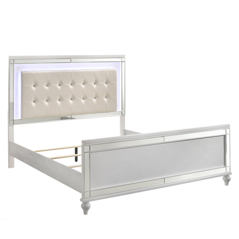 Sherley Upholstered Platform Bed, King, White