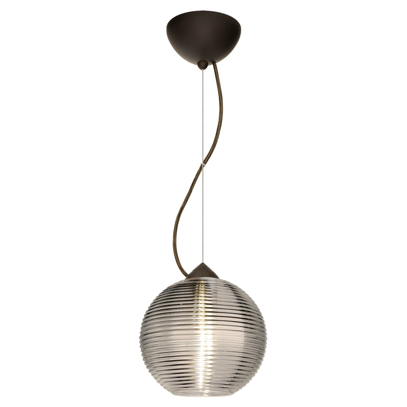 Luminaire sphère suspendu 1 lumières simple Kristall, Bronze brossé, Fumée