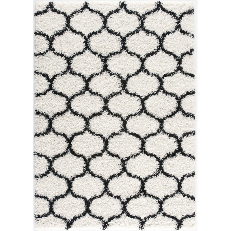 Tapis blanc à motif géométrique Esquer, Rectangle 2 pi x 3 pi