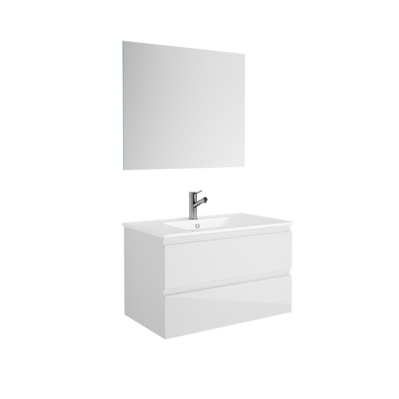 Meuble-lavabo simple 32 po avec lavabo brillant Toscana DAX Pasadena, Blanc