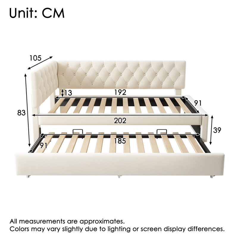 Upholstered Bed, Beige