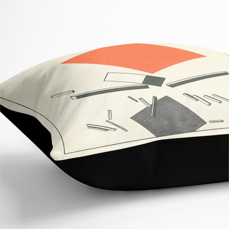 Two Quadrants Square Throw Cushion, 40cm H x 40cm W x 15cm D, Black