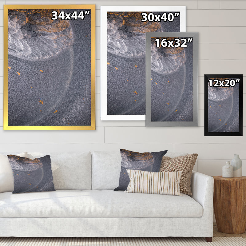 Dramatique gris fluide monochrome Art II - décoration murale moderne sur toile, Cadre photo noir, H 20 po x l 12 po x P 1 po