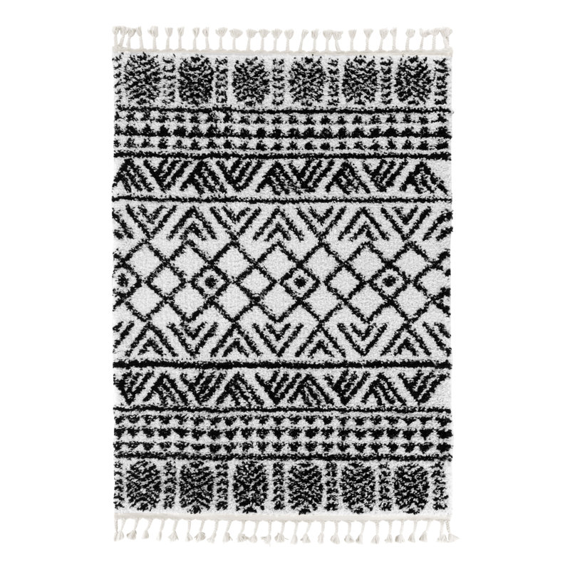 Melody Ivory Shag Moroccan Trellis Rug, Rectangle 120 x 160cm