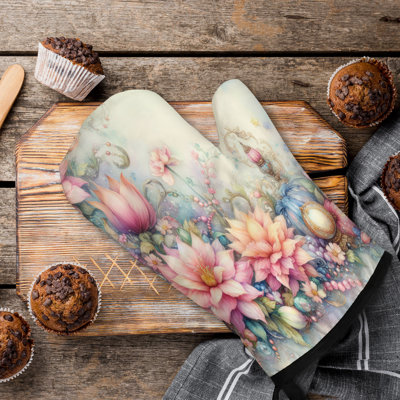 Dreamy Flower Meadow Oven Mitt Cotton Twill