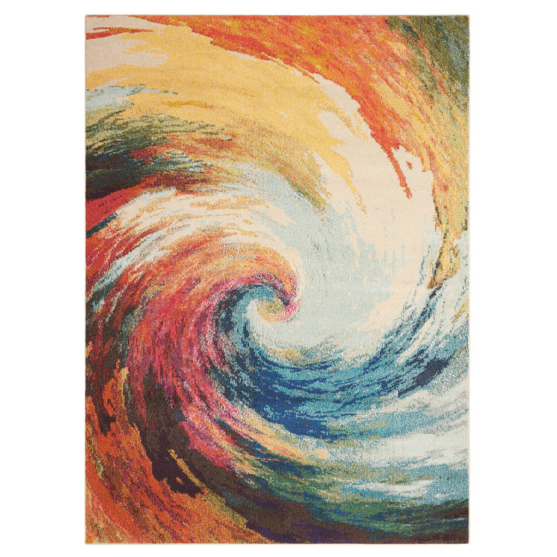 Tapis abstrait multicolore Velva, Rectangle 7 pi 10 po x 10 pi 6 po