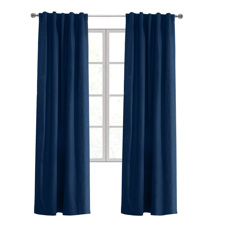 Rideau 100% coton, L 40 po x L 84 po, Bleu marine
