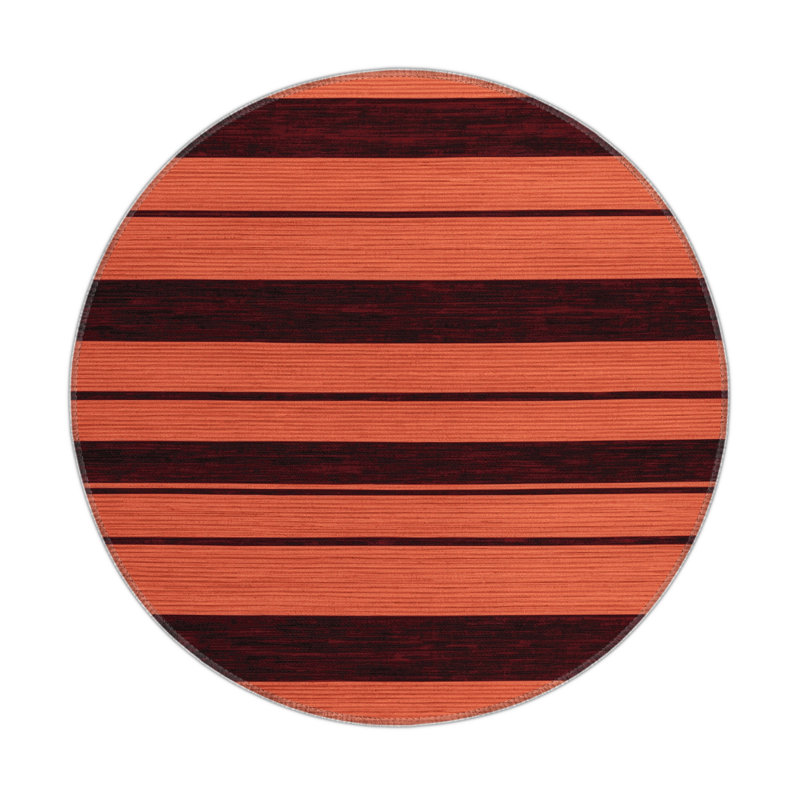 HorizontalStripes Brown Indoor and Outdoor Area Rug, Round 5'