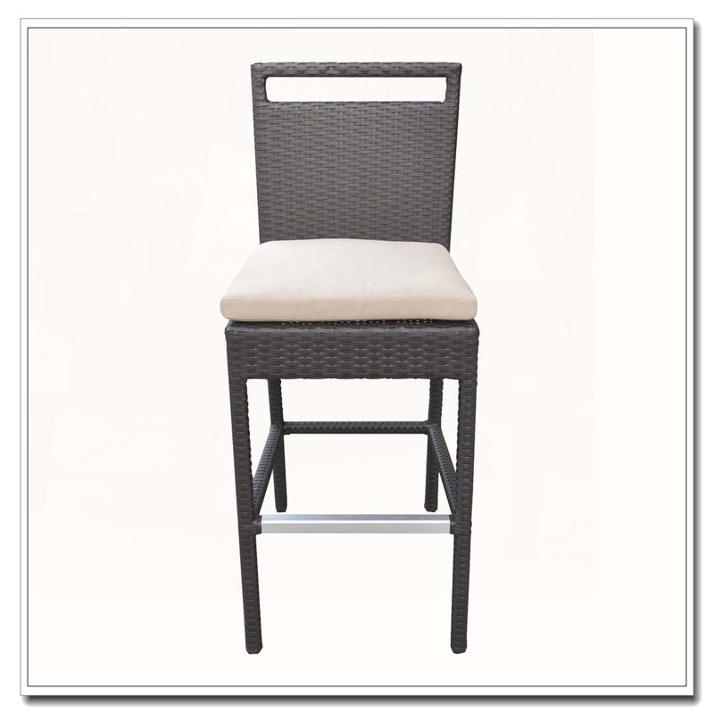 Luvien Outdoor Patio Wicker Barstool with Water Resistant Cushion
