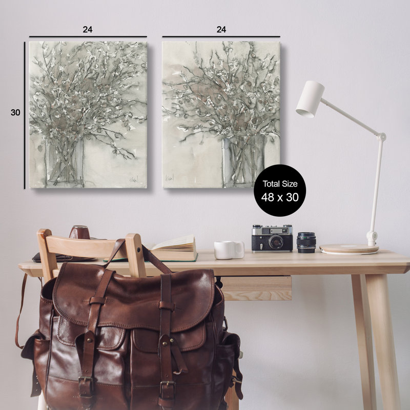  Ensemble d'art mural en toile gris anthracite 2 pièces par Samuel Dixon, H 30 po x l 24 po