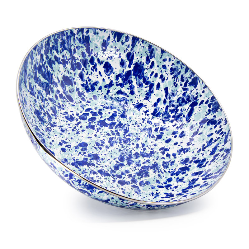 Taupe Swirl Enamelware Serving Bowl, Ocean Swirl