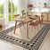 Modern Easy Jute Rug Machine Washable Geometric Bordered Indoor Outdoor Carpet with Non-Slip Backing, Non-Shedding Floor Cover for Backyard, Bedroom, Patio