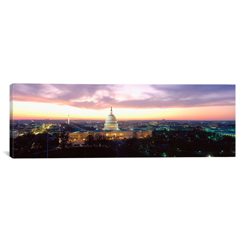 "panoramique twilight capitol building, washington d.c., reproduction de photo sur toile, H 20 po x l 60 po x P 1,5 po