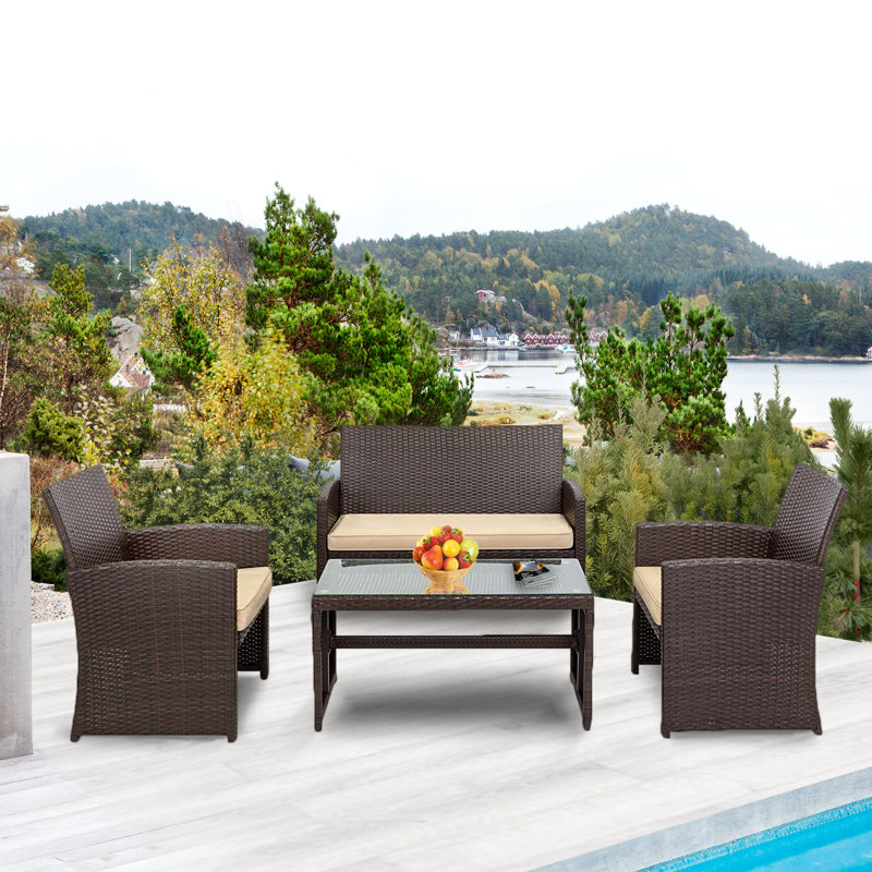 Chaise en rotin 4 pièces Cludia