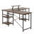 L-Shape Industrial Desk with storage shelves, Walnut