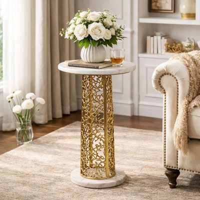Table de bout artistique en marbre avec base unique