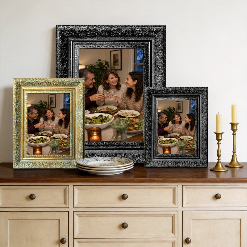 Cadre photo noir 3 pièces 5 po x 7 po avec profil décoratif noir, Noir, 3, L 5 po x H 7 po