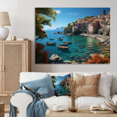 Décoration murale sarcelle Italie Cinque Terre II - paysages urbains