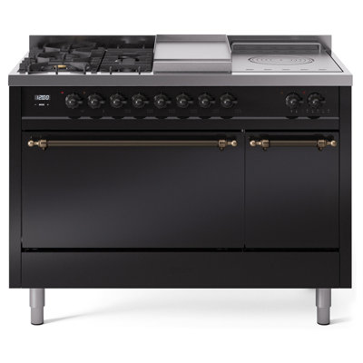 ILVE Nostalgie II 48 in Dual Fuel Range, 5 Burner, Griddle, Frenchtop