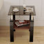 Table basse carrée en verre, ensemble de 2 tables de salon, ensemble de 2 tables de thé moderne trempé avec plateau en MDF et table de bout gris / noir-529655429-529655435