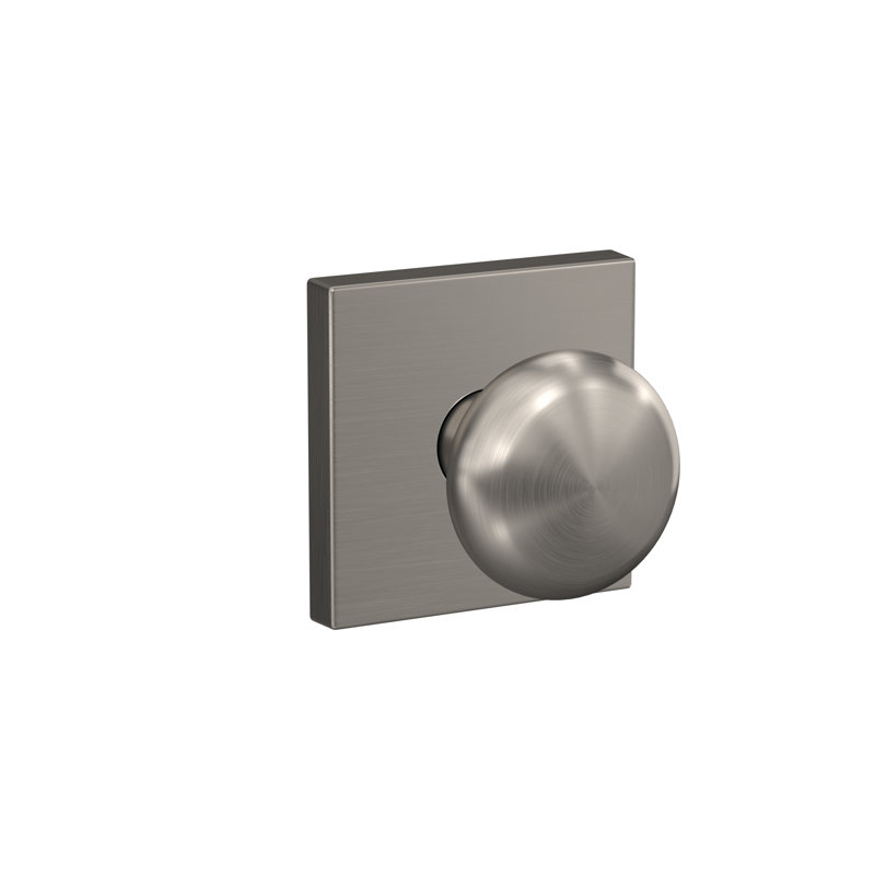 Plymouth Non-Turning Knob with Collins Trim, Satin Nickel