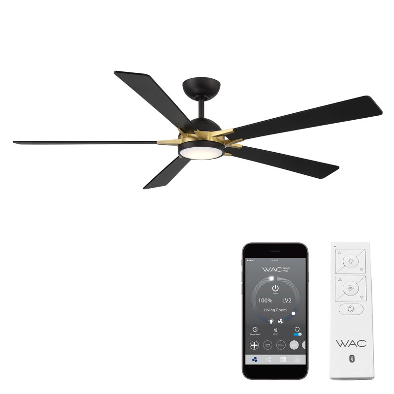 Rotary Smart LED Downrod Ceiling Fan, Gold