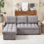 Canapé modulaire inclinable en chenille Mica avec lit escamotable et rangement-642913333