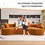 Canapé-lit modulaire incurvé à compression orange, canapé-lit en chenille haute densité 30D pour appartement, salon, L 110 po-2042671930