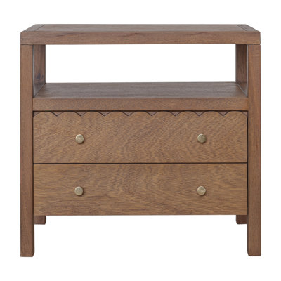 Adamstown Scallop 2 Drawer Nightstand, Medium Brown