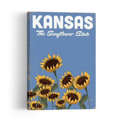 Kansas Sunflower State Classic Retro Rustic Sunflower Nature Summer Wall Art Print