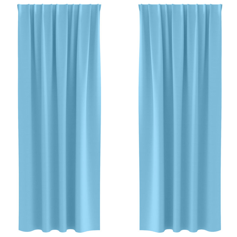 Curtains With Curtains 2 Pcs Polyester, Light Blue, 140cm Width x 260cm Drop