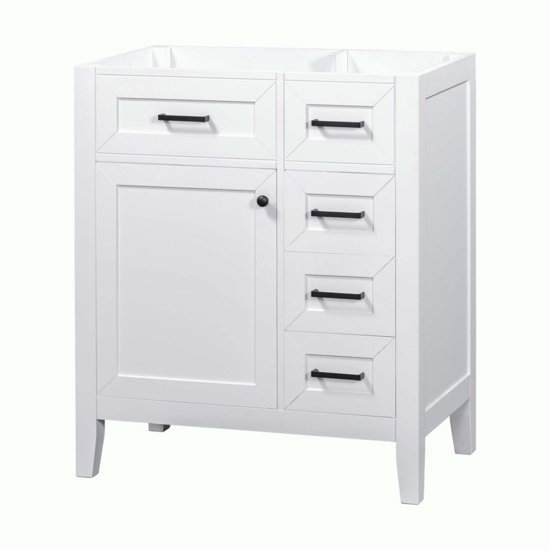 Meuble-lavabo de salle de bain sans lavabo, base d'armoire seulement, Blanc