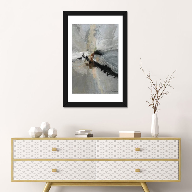 «Dispassion I», reproduction sur toile, H 24 po x l 16 po x P 1 po, Papier d'art encadré noir, Blanc