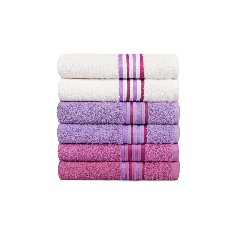 Ensemble de serviettes 6 pièces Sumayyah, Lilas / mauve / blanc