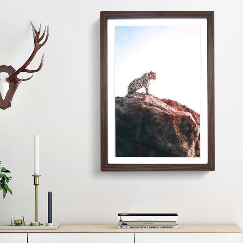 Leopard upon the Rock - Framed Print, Walnut Framed, 87cm H x 62cm W x 2cm D