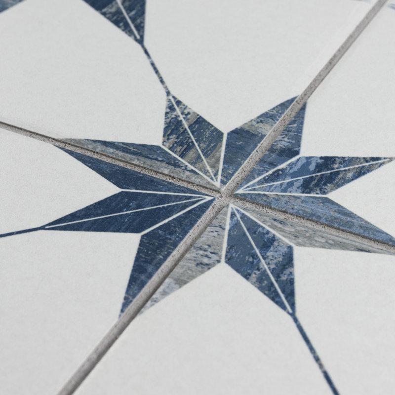 Cassis Stella 10" x 10" Porcelain Patterned Wall & Floor Tile, Blue