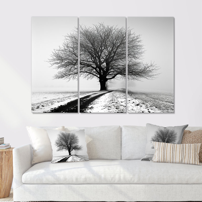Vierge - arbre, impression d'art mural monochrome, Toile tendue, H 40 po x l 60 po x P 1 po