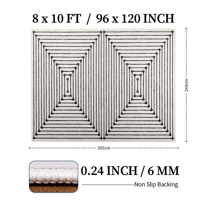 Tapis lavable à la machine Modern Modern, Rectangle 8 pi x 10 pi