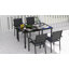 Ensemble repas d'extérieur 5 pièces avec 4 chaises empilables et plateau en verre trempé