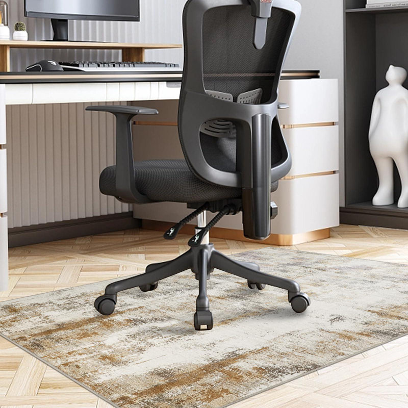 Office Chair Mat for Hard Floors, Anti-Skid, Washable, 90x120cm, Floor Protector, Beige