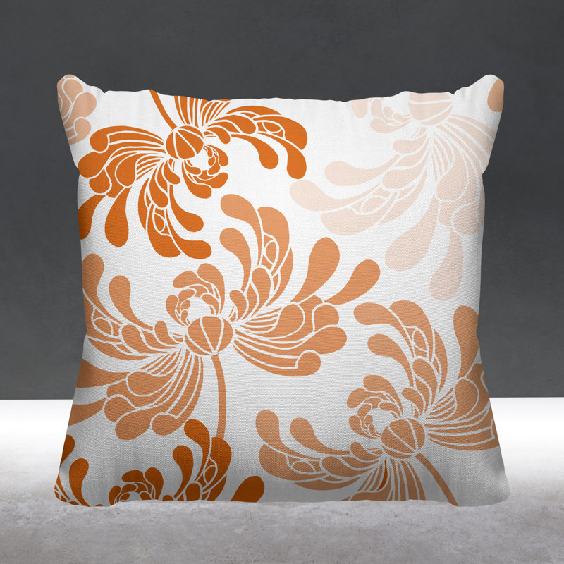 Marilyn Outdoor Reversible Throw Pillow, Orange, 17H" x 17W"