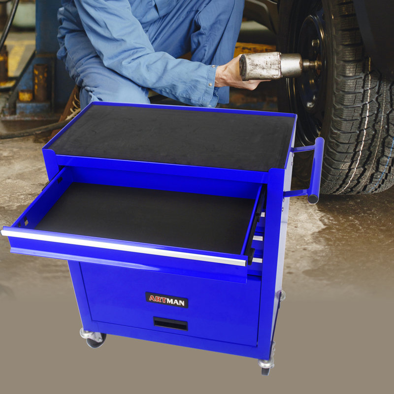 Chariot à outils multifonctionnel avec 4 roulettes, Bleu