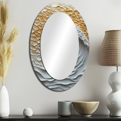 Miroir mural ovale beige et blanc