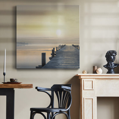 Jetée à l'aube - Toile tendue avec châssis de qualité supérieure - prête à être accrochée