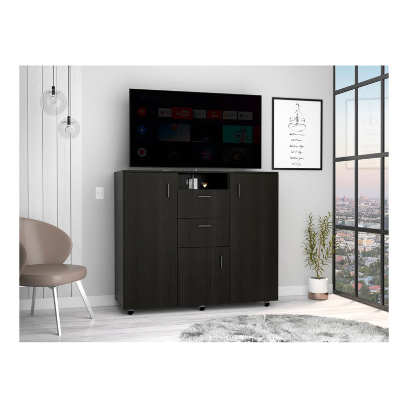 Commode à double porte Quizz, chambre à coucher, noir