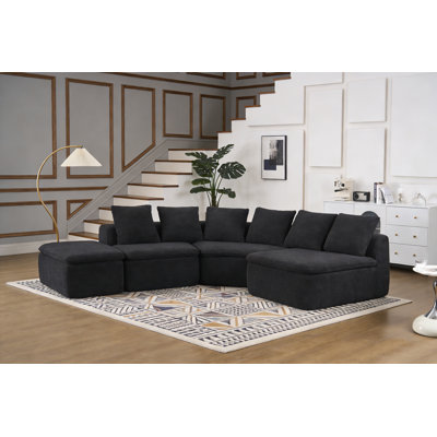 133'' Curved Sectional Sofas With Ottoman